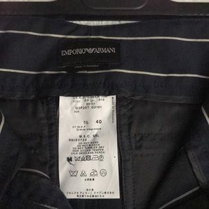 Women’s navy blue pinstriped shorts